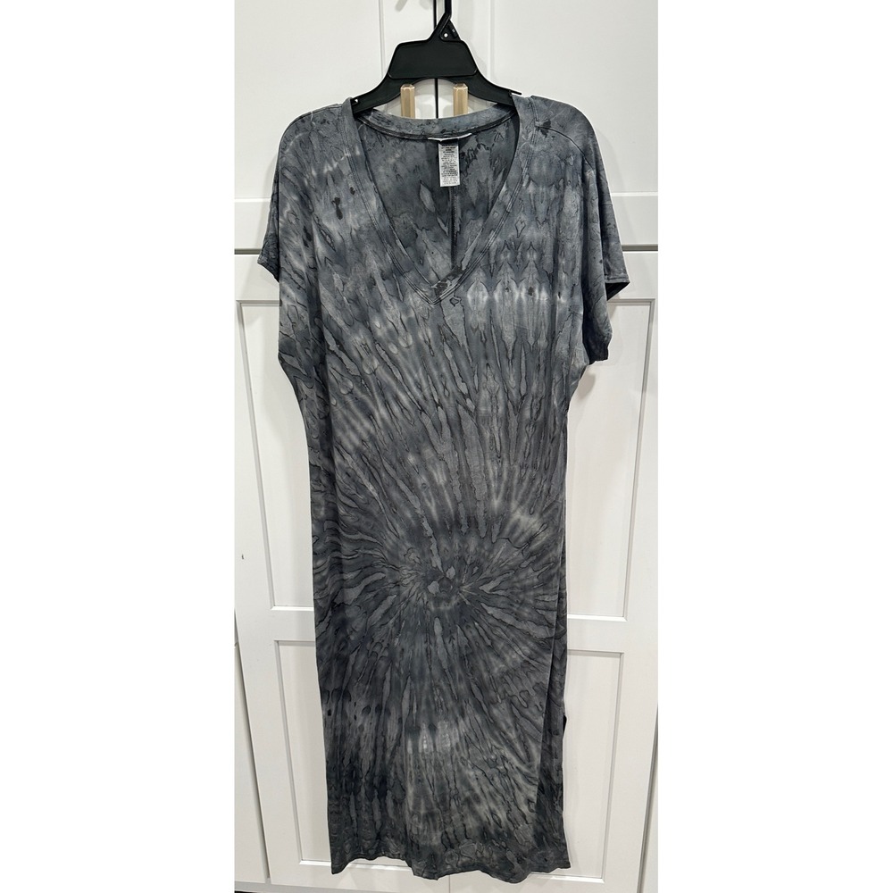 Hard Tail Forever Grey Tie Dye V-Neck Maxi Dress SIR-39 Large Made in USA